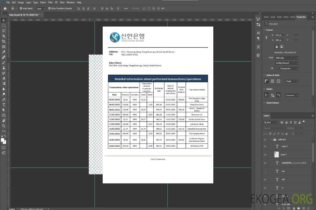Déclaration de la Shinhan Bank de Corée du Sud template Déclaration de la Shinhan Bank de Corée du Sud template